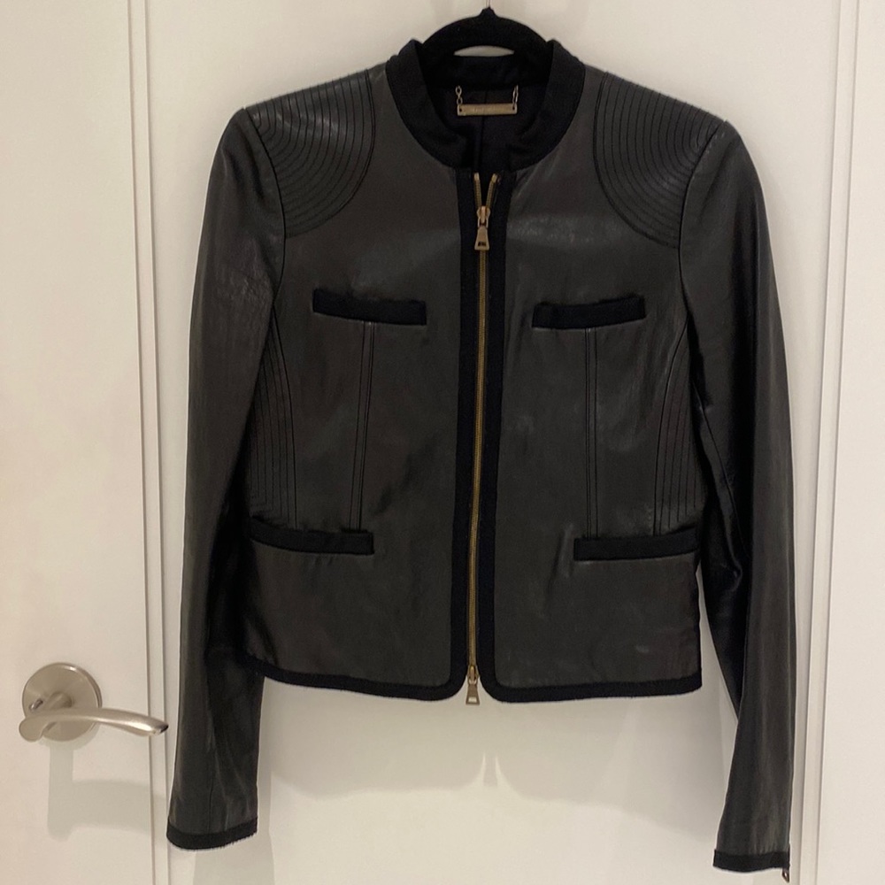 Diane Von Furstenberg Elegant Black Leather Jacket